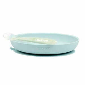 NATTOU Set jedálenský silikonový 2 ks tanier a lyžička mint bez BPA vyobraziť