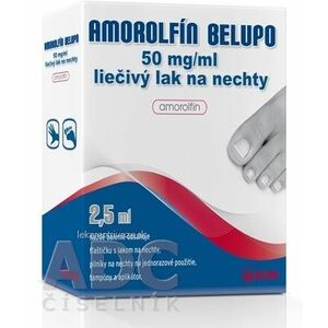 AMOROLFÍN BELUPO 50 mg/ml liečivý lak na nechty lum (fľ.skl.jantárová+30 pilník.+30 tamp.+10 aplikátorov) 1x2, 5 ml vyobraziť