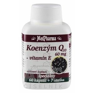 MedPharma KOENZÝM Q10 60 mg + Vitamín E cps 60+7 zadarmo (67 ks) vyobraziť