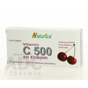 Naturica VITAMÍN C 500 mg so zinkom tbl (cmúľavé tablety) 1x30 ks vyobraziť