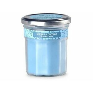 Emocio Sklo modré 69x85 mm s plechovým víčkem, Sea salt & Coconut vonná svíčka vyobraziť