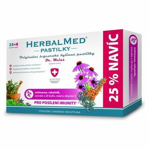 HERBALMED Pastilky Echinacea, rakytník, vitamín C 24 + 6 pastiliek ZDARMA vyobraziť