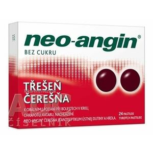 NEO-ANGIN ČEREŠŇA 1, 2 mg/0, 6 mg/5, 9 mg pastilky pas ord (blis.PVC/PVDC/Al) 1x24 ks vyobraziť