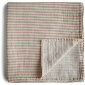 Mushie Muslin Swaddle Blanket Organic Cotton zavinovačka Natural Stripe 120cm x 120cm 1 ks vyobraziť