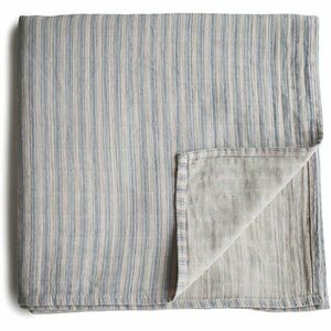 Mushie Muslin Swaddle Blanket Organic Cotton zavinovačka Blue Stripe 120cm x 120cm 1 ks vyobraziť