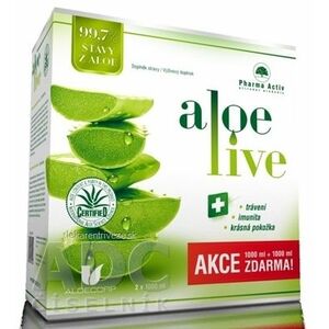 Pharma Activ AloeLive AKCIA šťava z aloe 99, 7% (1+1 zadarmo) 2x1000 ml (2000 ml), 1x1 set vyobraziť
