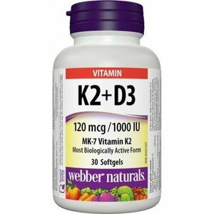 Webber Naturals Vitamín K2 120 mcg + D3 1000 IU 30 kapsúl, Akcia vyobraziť