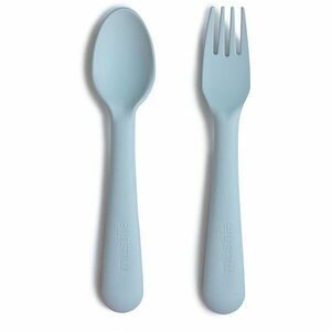 Mushie Fork and Spoon Set príbor Powder Blue 2 ks vyobraziť