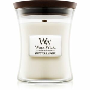 Woodwick White Tea & Jasmine vonná sviečka s dreveným knotom 275 g vyobraziť