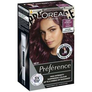 L'Oréal Paris Préférence Vivid Colors permanentná farba na vlasy 4.261 Venice - Dark Purple, 60+90+54 ml vyobraziť