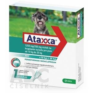 Ataxxa 1250 mg/250 mg (psy od 10 kg do 25 kg) sol 1x2, 5 ml vyobraziť
