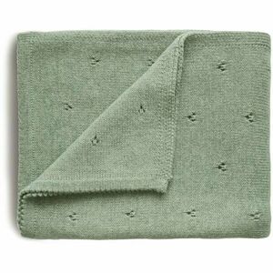 Mushie Knitted Pointelle Baby Blanket pletená deka pre deti Sage 80 x 100cm 1 ks vyobraziť