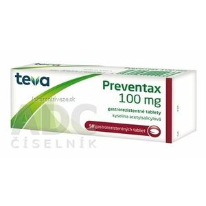 Preventax 100 mg tbl ent (blis. Al/PVC) 5x10 ks vyobraziť
