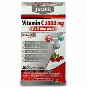JUTAVIT Vitamín C 1000 mg + D3 2000 IU duo plus so zinkom, bioflavonoidmi a šípkami 100 tabliet vyobraziť