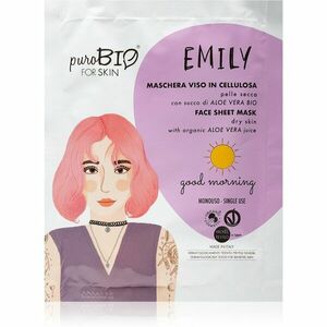 puroBIO Cosmetics Emily Good Morning plátenná maska s hydratačným a upokojujúcim účinkom s aloe vera 15 ml vyobraziť