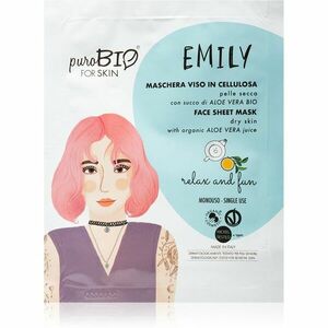 puroBIO Cosmetics Emily Relax and Fun hydratačná plátienková maska s aloe vera 15 ml vyobraziť
