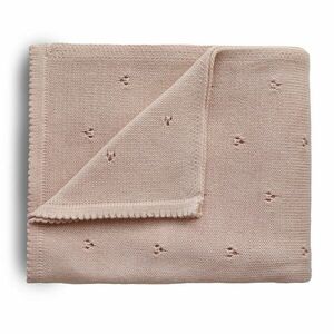 Mushie pletená detská deka z organickej bavlny, dierkovaná - blush vyobraziť