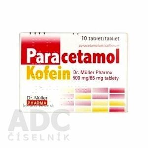 Paracetamol Kofein Dr. Müller Pharma 500 mg/65 mg tbl (blis.PVC/PVDC/Al) 1x10 ks vyobraziť