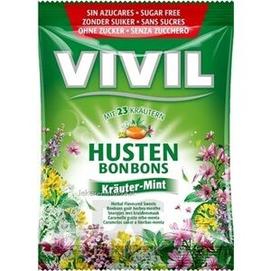 VIVIL BONBONS HUSTEN drops s mentolovo-bylinkovou príchuťou s 23 bylinami, bez cukru 1x60 g vyobraziť