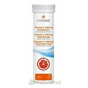LIVSANE Vitamín C 1000 mg, šumivé tablety, príchuť červený pomaranč 20 tbl vyobraziť