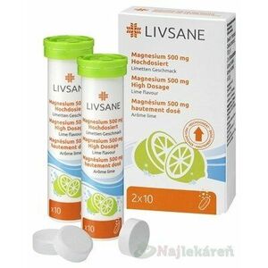 LIVSANE Magnézium 500 mg šumivé tablety, Limetka 20 tbl vyobraziť