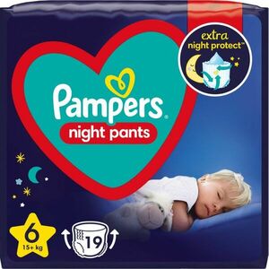 Pampers Night Pants Size 6 jednorazové plienkové nohavičky na noc 15+ kg 19 ks vyobraziť