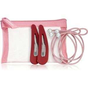 BrushArt Berry Hair band & Hair clip set set elastik in sponk za lase v majhni torbici Pink vyobraziť
