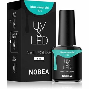 NOBEA UV & LED Nail Polish gélový lak na nechty s použitím UV/LED lampy lesklý odtieň Emerald blue #34 6 ml vyobraziť
