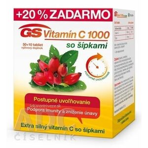 GS Vitamín C 1000 so šípkami tbl 50+10 (20 % zadarmo) (60 ks) vyobraziť