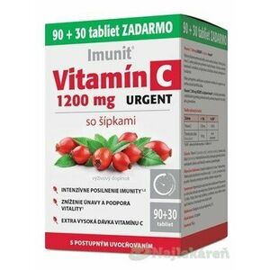 Vitamín C 1200 mg URGENT so šípkami, 90+30 tbl ZADARMO vyobraziť