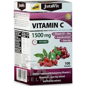 JutaVit Vitamín C 1500 mg tbl s postupným uvoľňovaním, s vitamínom D3, zinkom, šípkami a extraktom z aceroly 1x100 ks vyobraziť