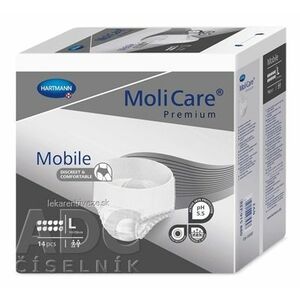 Molicare Premium Mobile 10 kvapiek L nohavičky inkontinenčné plienkové, sivé, 100-150 cm, 2631 ml, 1x14 ks vyobraziť
