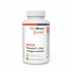 Vitamín C + Zinok + extrakt zo zázvoru tablety na cmúľanie - GymBeam, 90tbl vyobraziť