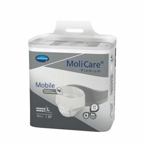 MOLICARE Premium mobile 10 kvapiek L nohavičky inkontinenčné plienkové sivé 100-150 cm 2631 ml 14 ks vyobraziť