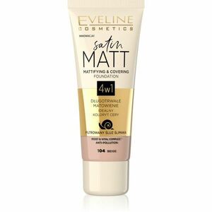 Eveline Cosmetics Satin Matt zmatňujúci make-up s extraktom zo slimáka odtieň 104 Beige 30 ml vyobraziť