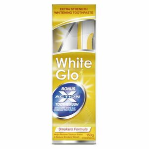WHITE GLO Smokers špeciálne pre fajčiarov - bieliaca zubná pasta 150g + kefka na zuby a medzizubná kefka vyobraziť
