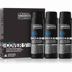L’Oréal Professionnel Homme Cover 5' tónovacia farba na vlasy odtieň 4 Medium Brown 3x50 ml vyobraziť