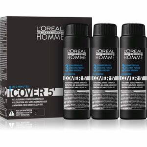 L’Oréal Professionnel Homme Cover 5' tónovacia farba na vlasy odtieň 3 Dark Brown 3x50 ml vyobraziť