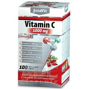 JutaVit Vitamín C 1000 mg + D3 400 IU + zinok 15mg tbl s extraktom zo šípok 25 mg, s postupným uvoľňovaním 1x100 ks vyobraziť