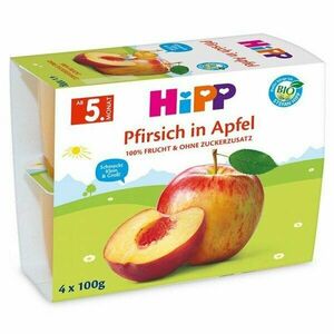 HiPP Príkrm BIO 100% ovocie jablká s broskyňami 4x100g vyobraziť