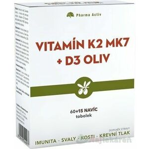 Pharma Activ Vitamín K2 MK7 + D3 OLIV, 60+15 cps vyobraziť