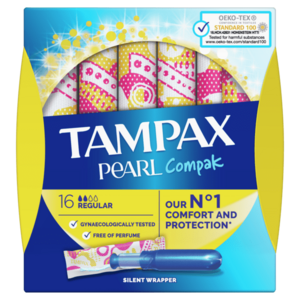 Tampax Compak Pearl Regular Tampóny S Aplikátorom 16ks vyobraziť
