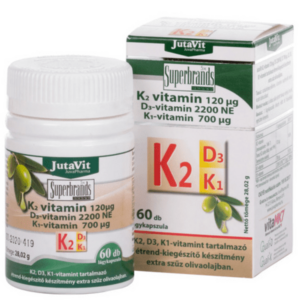 JUTAVIT Vitamín K2 120 µg, D3 2000 IU, K1 700 µg mäkké kapsuly 60 kapsúl vyobraziť