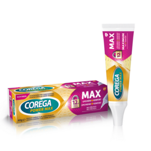COREGA Power max upevnenie + komfort fixačný krém na zubné náhrady bez príchute 40 g vyobraziť