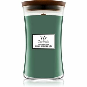 Woodwick Mint Leaves & Oak vonná sviečka s dreveným knotom 609, 5 g vyobraziť