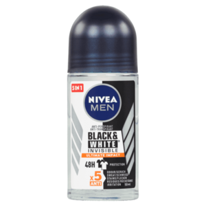 NIVEA Black&White Invisible Ultimate Impact Guľôčkový antiperspirant pre mužov 50 ml vyobraziť