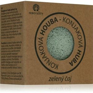 Renovality Konjaková huba zelený čaj čistiaca hubka pre normálnu až zmiešanú pleť 7x4 cm vyobraziť
