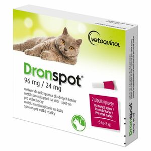 DRONSPOT 96 mg/24 mg spot-on pre veľké mačky 2x1, 12 ml vyobraziť