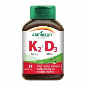 JAMIESON Vitamíny K2 120 µg + D3 1000 IU 30 kapsúl vyobraziť