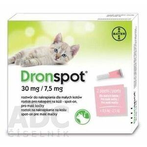 Dronspot 30 mg/7, 5 mg spot-on (2 pipety) pre malé mačky (≥0, 5 - 2, 5 kg) 2x0, 35 ml vyobraziť